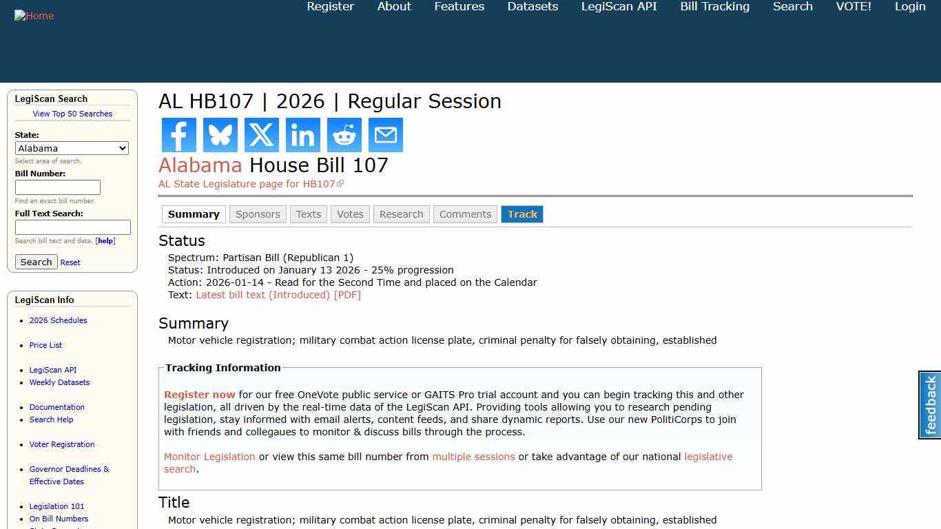 AL HB107 | 2026 | Regular Session | LegiScan